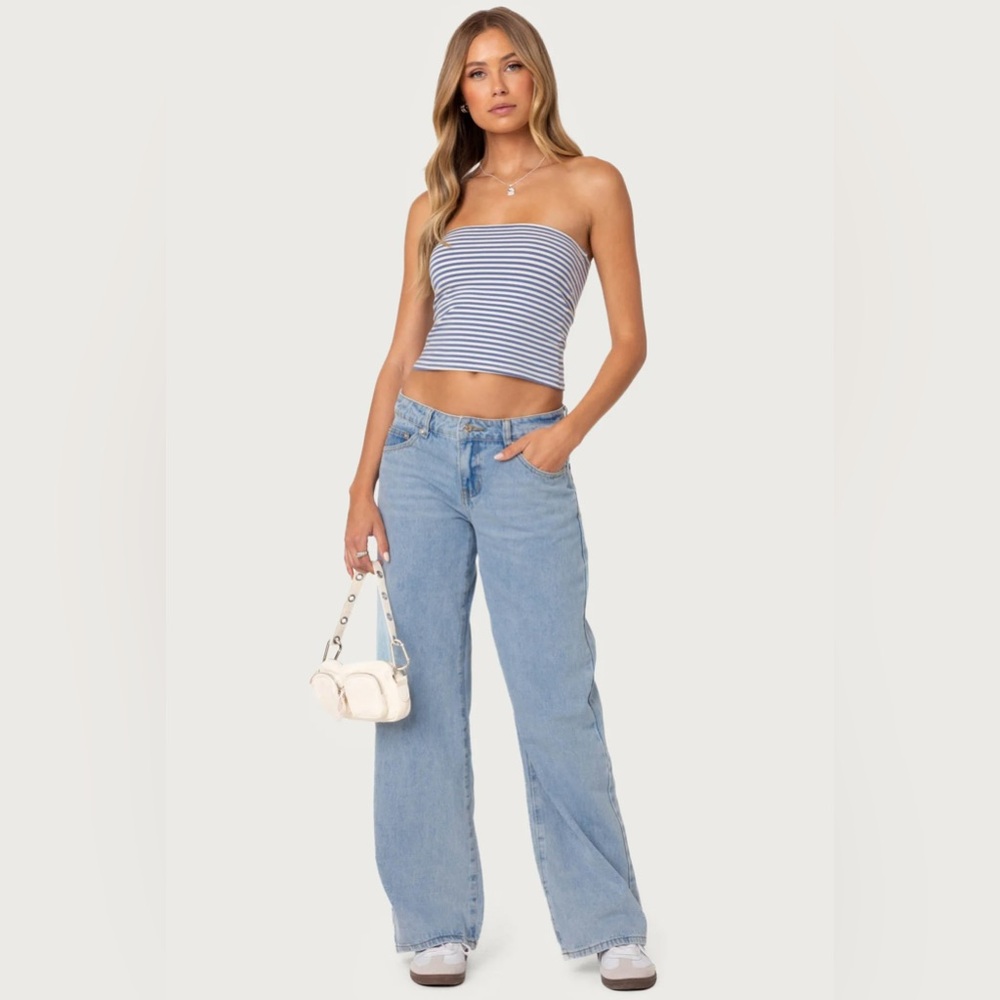 ❥ ᗴᗪIKTᗴᗪ: Raelynn Washed Low Rise Baggy Jeans - Light Blue